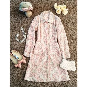 Anthropologie Pink and Cream Patterned Coat